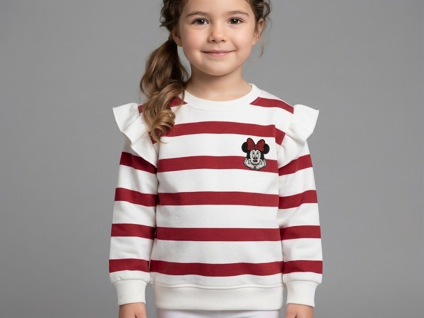 Brand Minnie Red Sweatshirt - Girl (Striped)