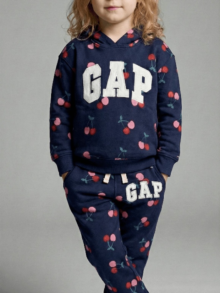 Cherry Pattern Hoodie Set Navy - Girl (All-over Print)