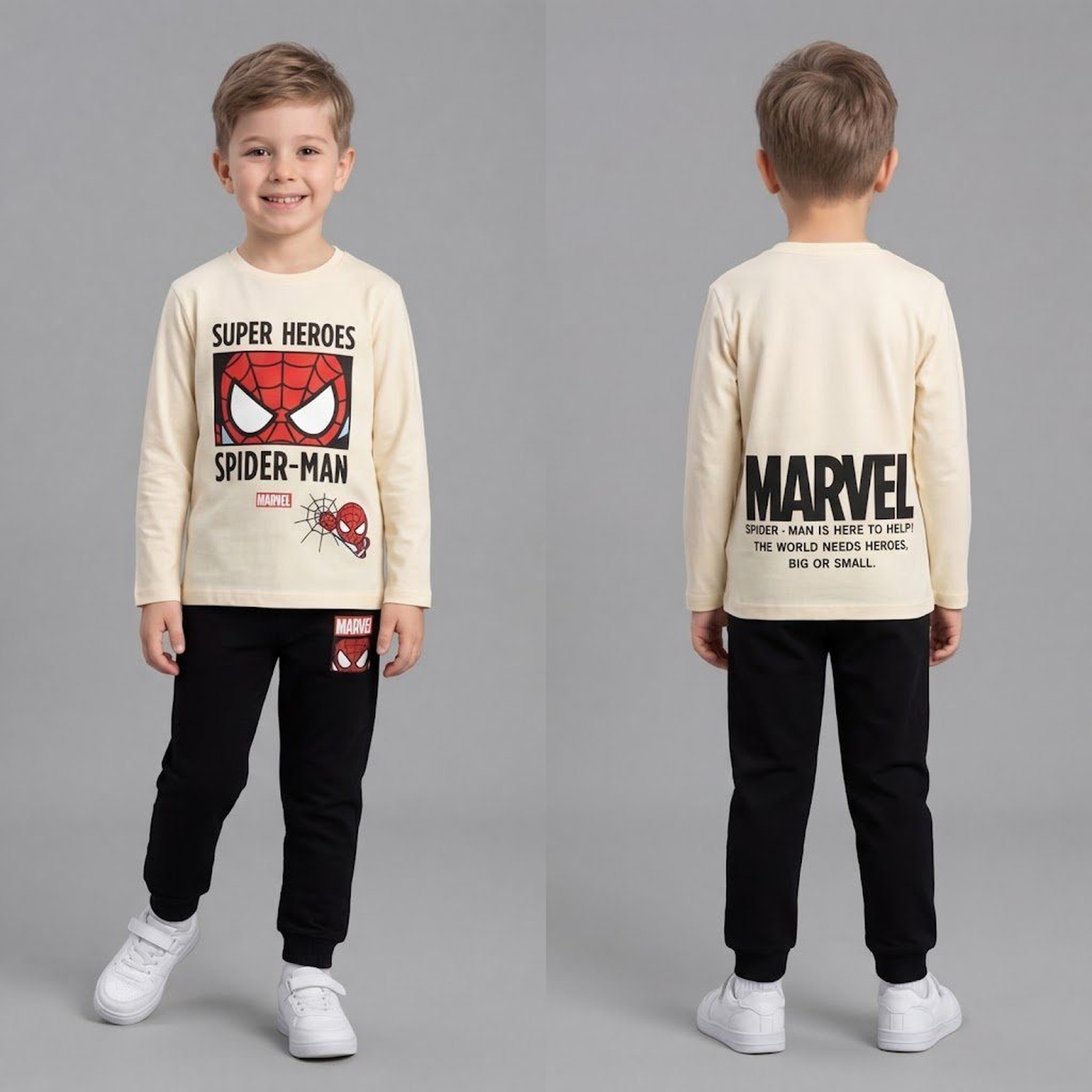 Spider-Man Beige Set - Boy (Marvel Pants)